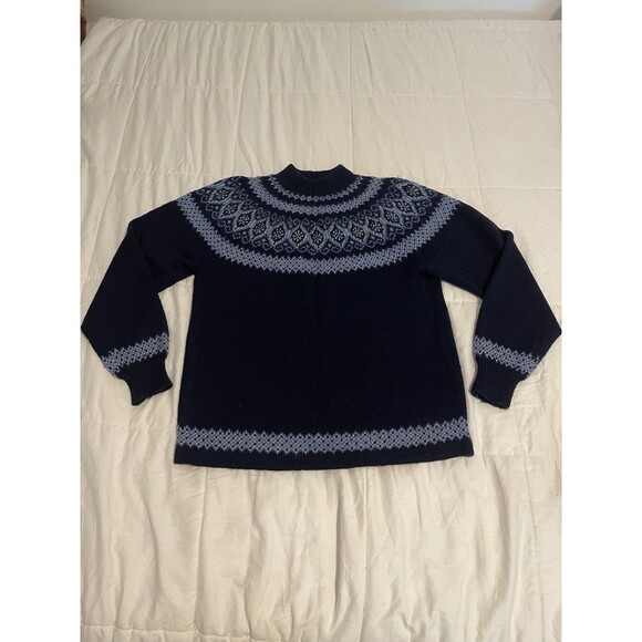 Paul Mage Sweater Womens Large Blue Fair Isle Wool Made in Denmark Vintage - Picture 2 of 11